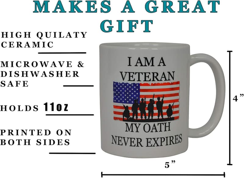 USA Flag Military Veteran Coffee Mug - Novelty Gift for Veterans