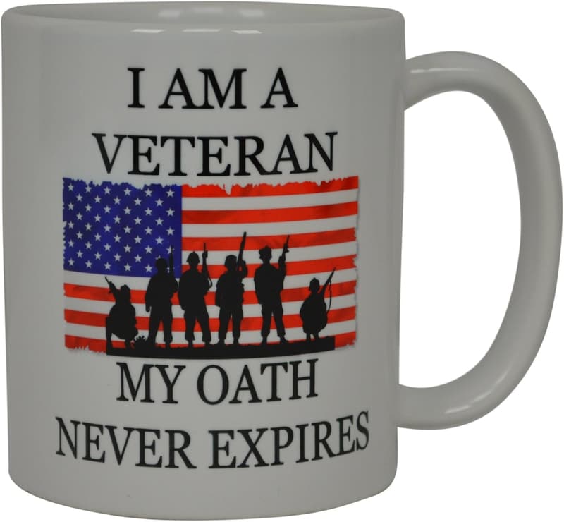 USA Flag Military Veteran Coffee Mug - Novelty Gift for Veterans