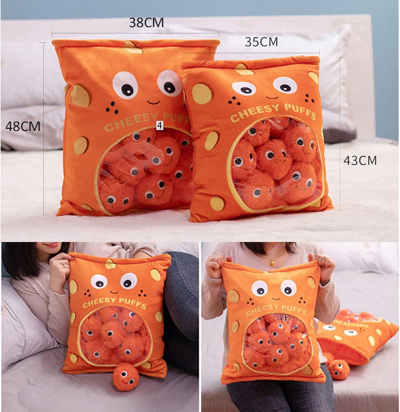 Cheesy Puffs Plush Pillow for Kids - Game Toy & Home Decor