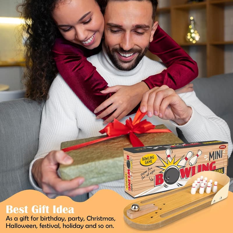 Tabletop Mini Bowling Game - Fun Gift for Adults & Teens