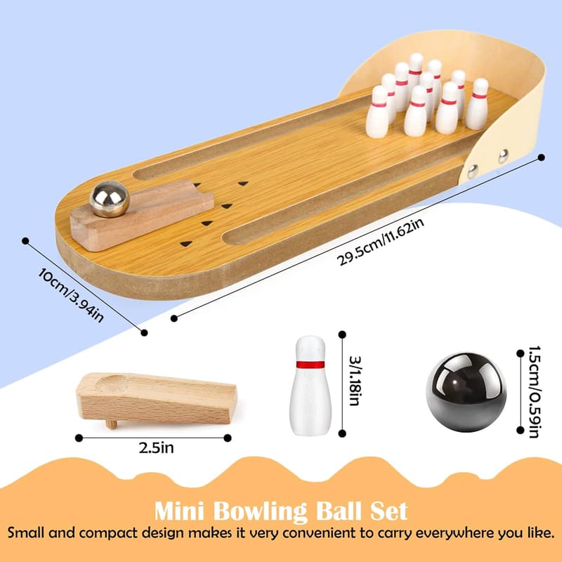 Tabletop Mini Bowling Game - Fun Gift for Adults & Teens