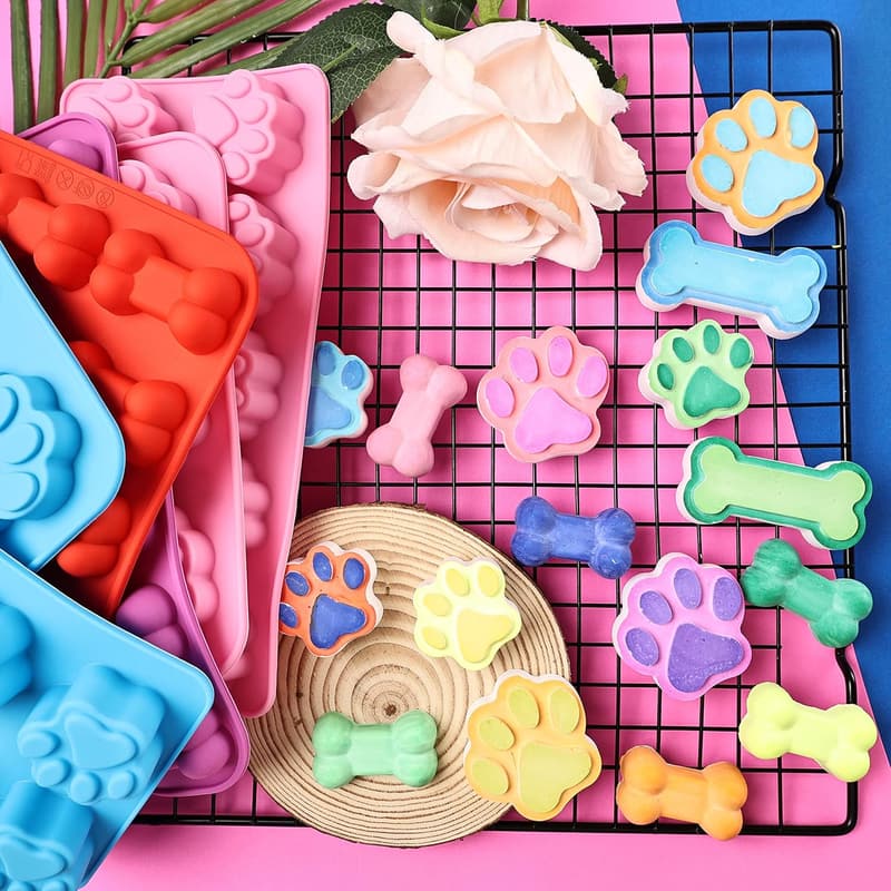 Paw Print and Bone Silicone Molds for Dog Treats and Candy