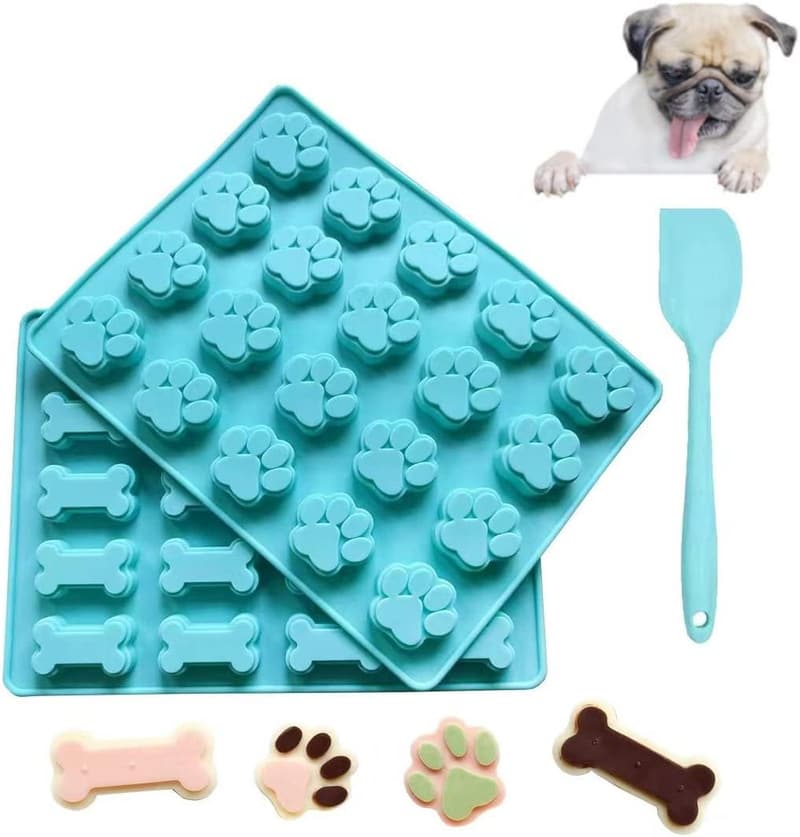 Large Red Silicone Dog Treat Molds Set with Spatula