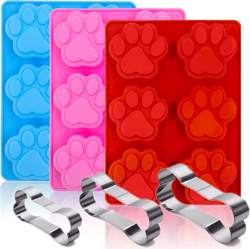 Silicone Puppy Paw & Bone Cookie Cutter Molds
