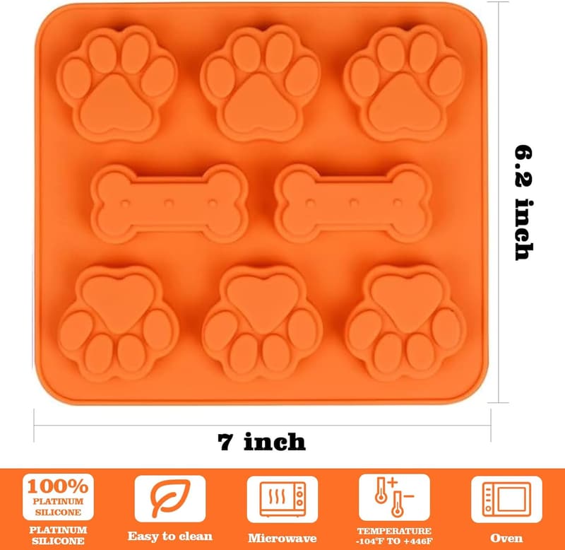 Paw and Bone Silicone Molds Set for Dog Treats - 5 Food Grade Molds