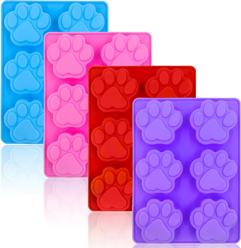 Dog Paw Silicone Molds - Non-Stick Food Grade (Set of 4)