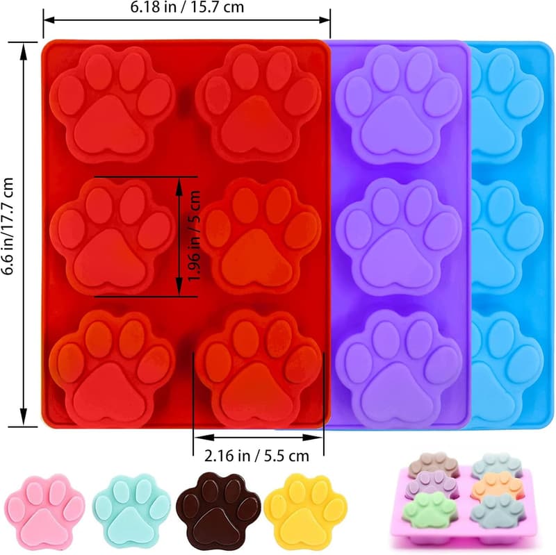 Dog Paw Silicone Molds - Non-Stick Food Grade (Set of 4)