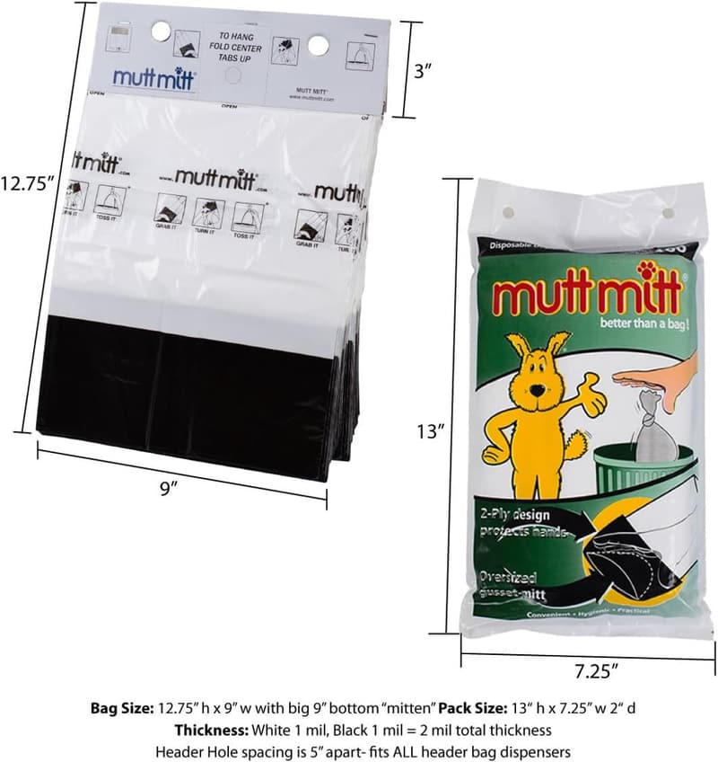 Dog Waste Bag Station with 100 2-Ply Black & White Bags
