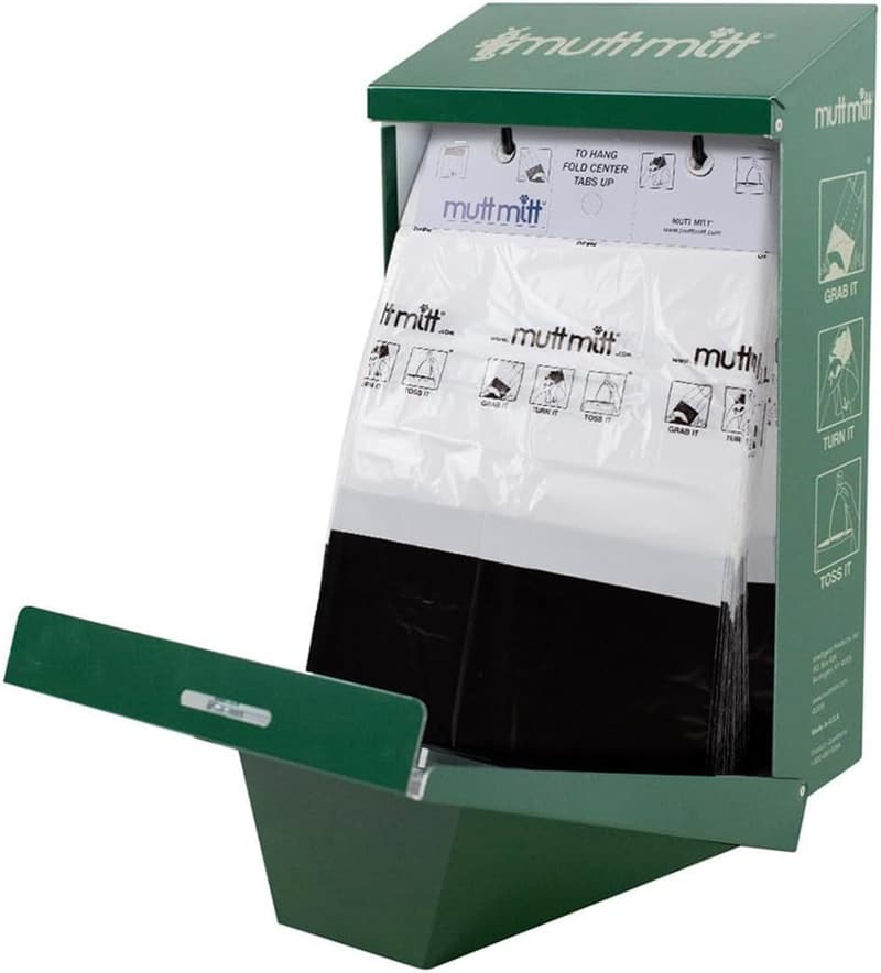 Dog Waste Bag Station with 100 2-Ply Black & White Bags
