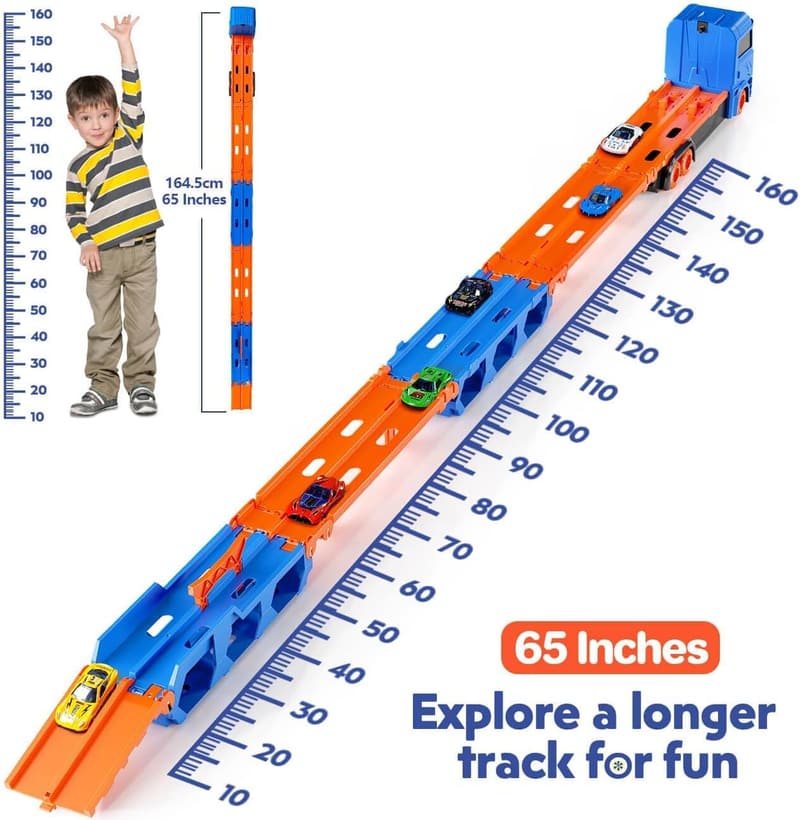 Racing Truck Toys – 65'' Folded Carrier for Boys Age 3-5