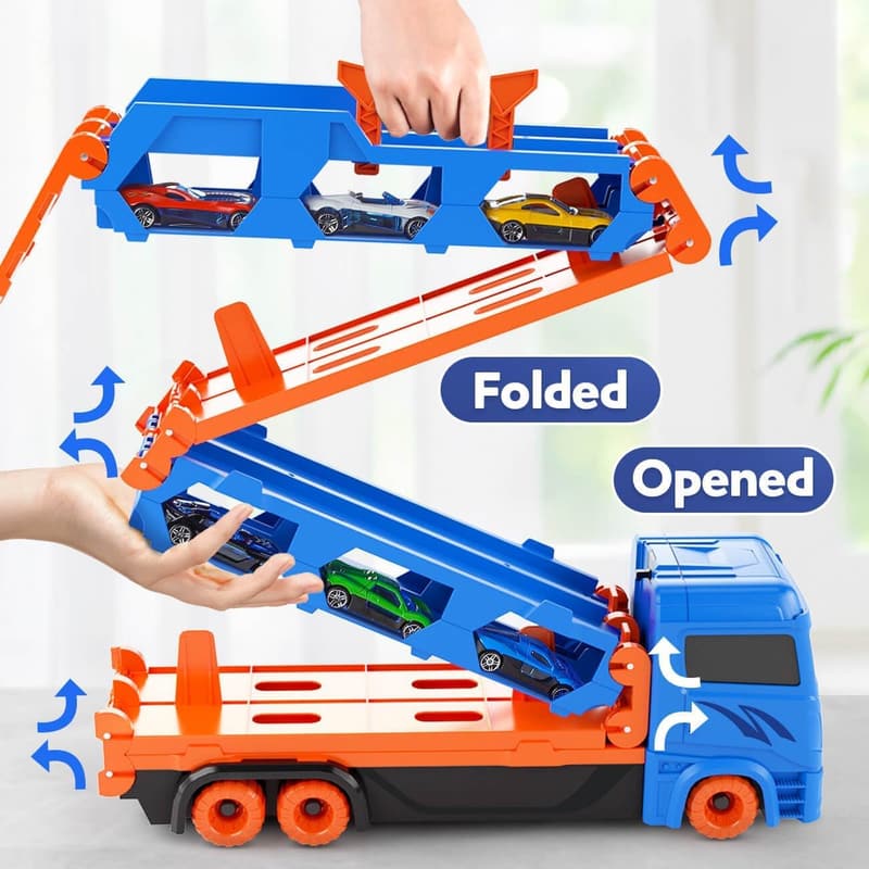 Racing Truck Toys – 65'' Folded Carrier for Boys Age 3-5