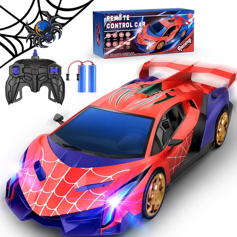 Spider Remote Control Car with Multi-Color Lights - Birthday Gift for Boys 3-10