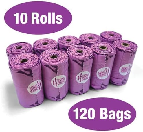 Pet Waste Bags - 10 Rolls, 120 Leakproof Corn Starch Bags