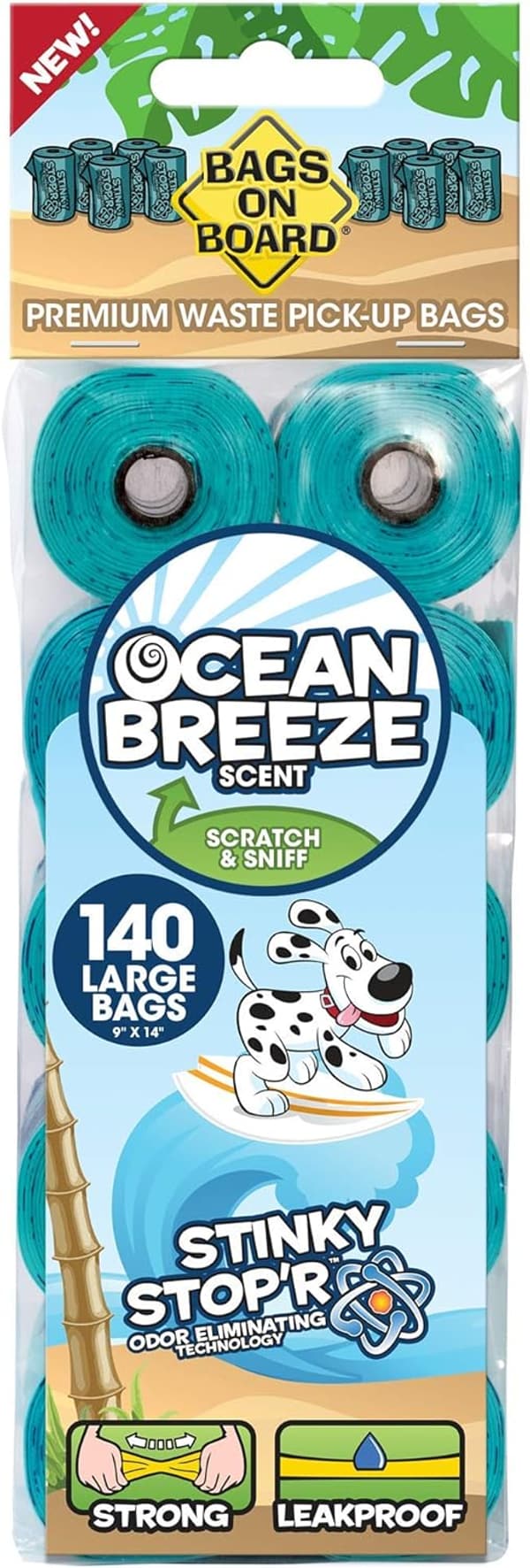 Odor Control Dog Poop Bags | Ocean Breeze Scent | 140 Count