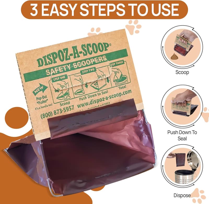 Portable Dog Pooper Scooper with 250 Bags - No-Touch Solution