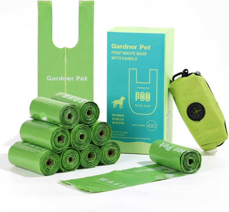 Pine-Scented Dog Poop Bags with Handles - 120 Count