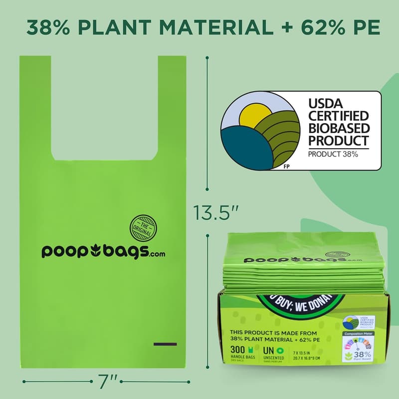 Heavy-Duty Leak-Proof Dog Poop Bags with Handles – 300 Count