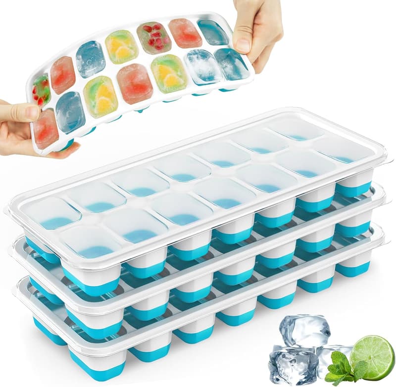 BPA-Free Stackable Ice Cube Trays with Spill-Resistant Lid