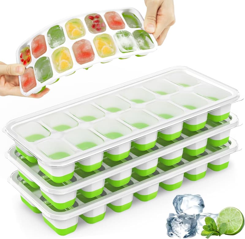 Durable Stackable Ice Cube Trays with Lids - BPA Free, 56 pcs
