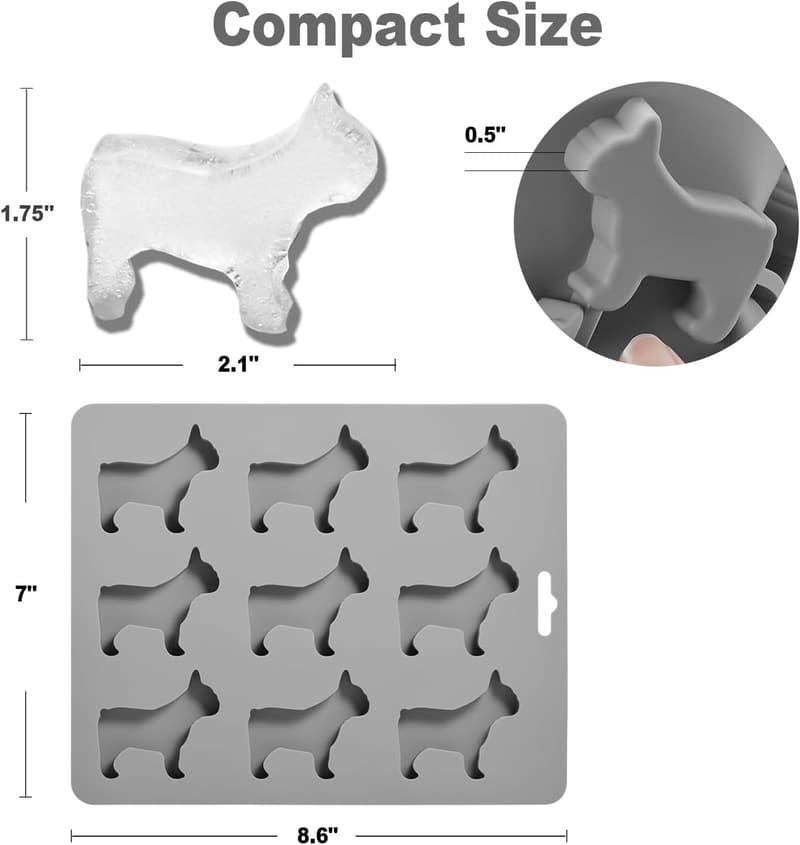 French Bulldog Ice Cube Tray, Silicone Mold for Baking & Freezing