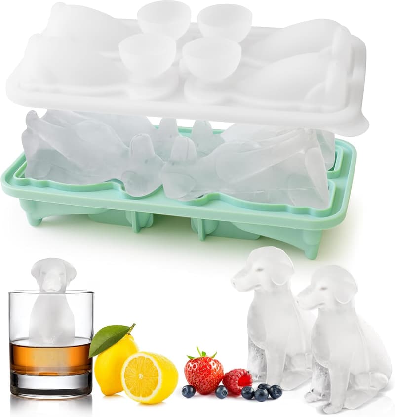 Cute Dog Ice Cube Tray - 3D Silicone Molds for Drinks
