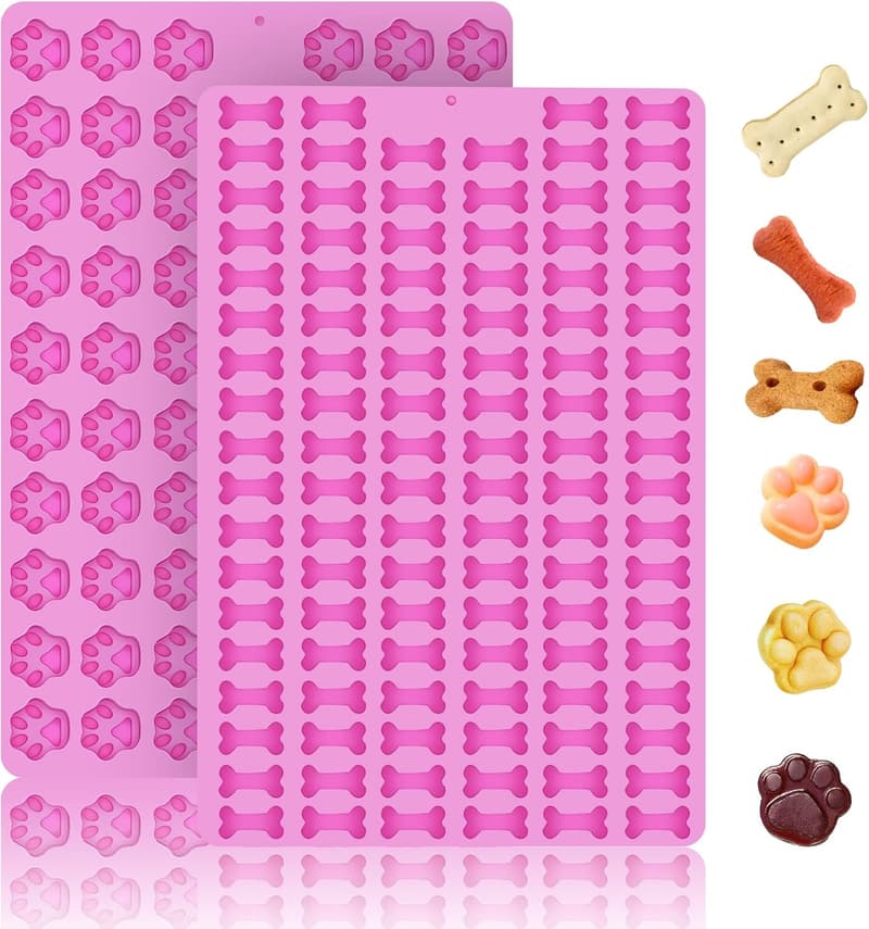 Dog Treat Silicone Molds Set - 2 PCS Bone & Paw Shapes