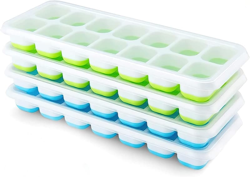 Silicone Ice Cube Trays 4-Pack, Flexible & BPA-Free