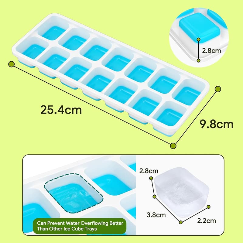 Silicone Ice Cube Trays 4-Pack, Flexible & BPA-Free