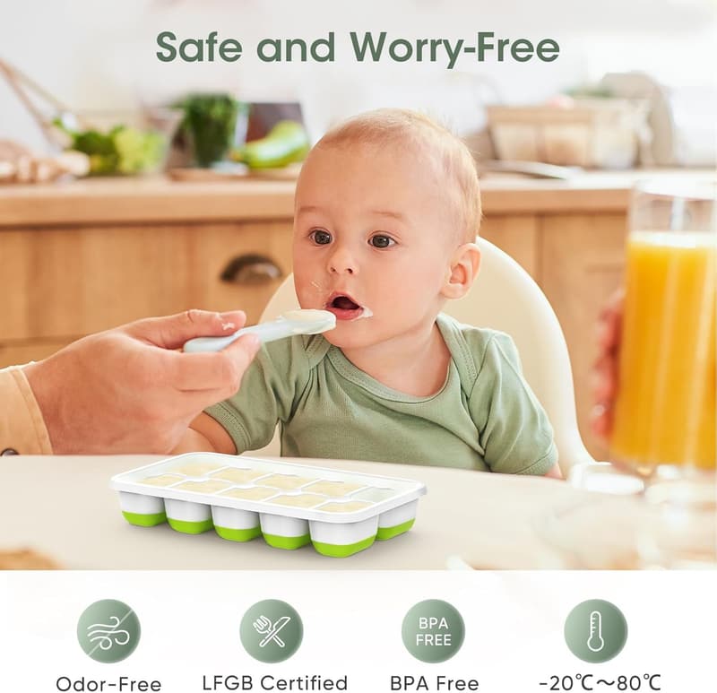 Stackable Silicone Ice Cube Tray Set with Lid and Bin