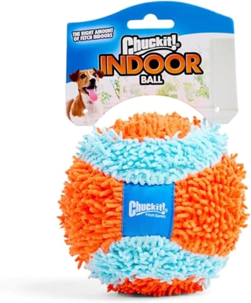 Interactive Indoor Fetch Ball Dog Toy - 4.75 Inch, Orange and Blue