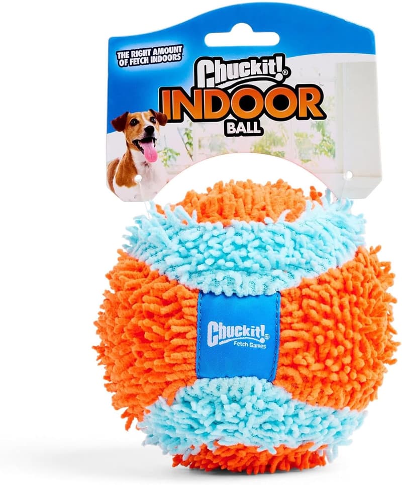 Interactive Indoor Fetch Ball Dog Toy - 4.75 Inch, Orange and Blue