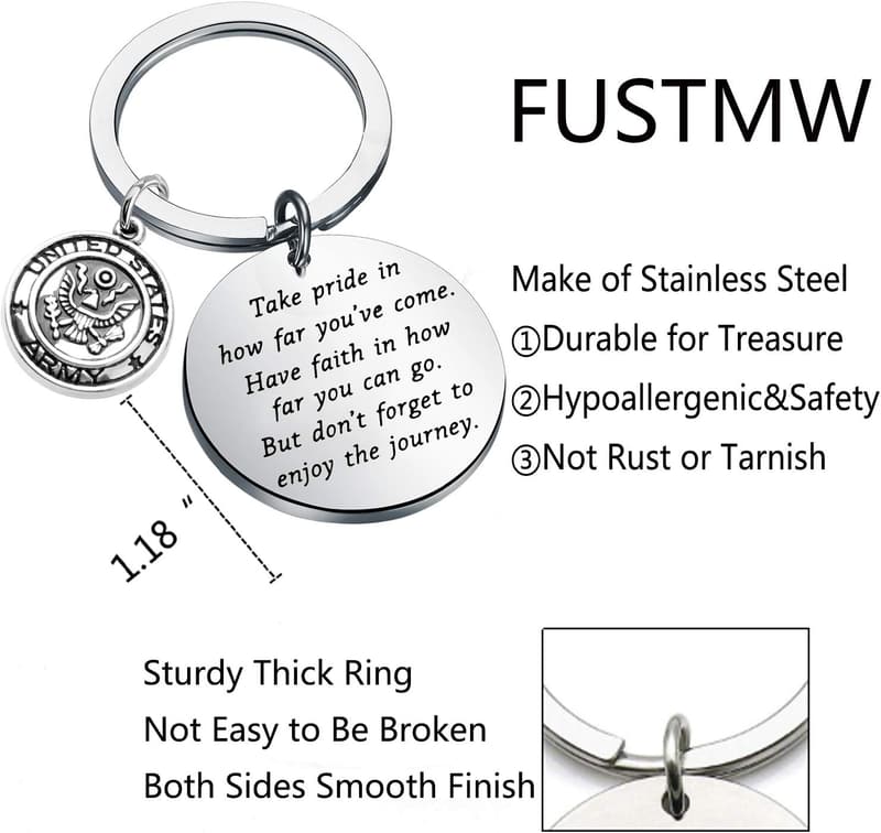 Army Keychain Gift for Military Deployment and Graduation
