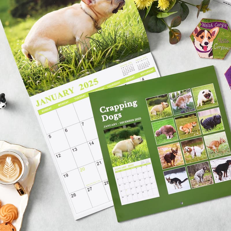 2025 Pooping Dogs Calendar - Funny Gag Gift for White Elephant