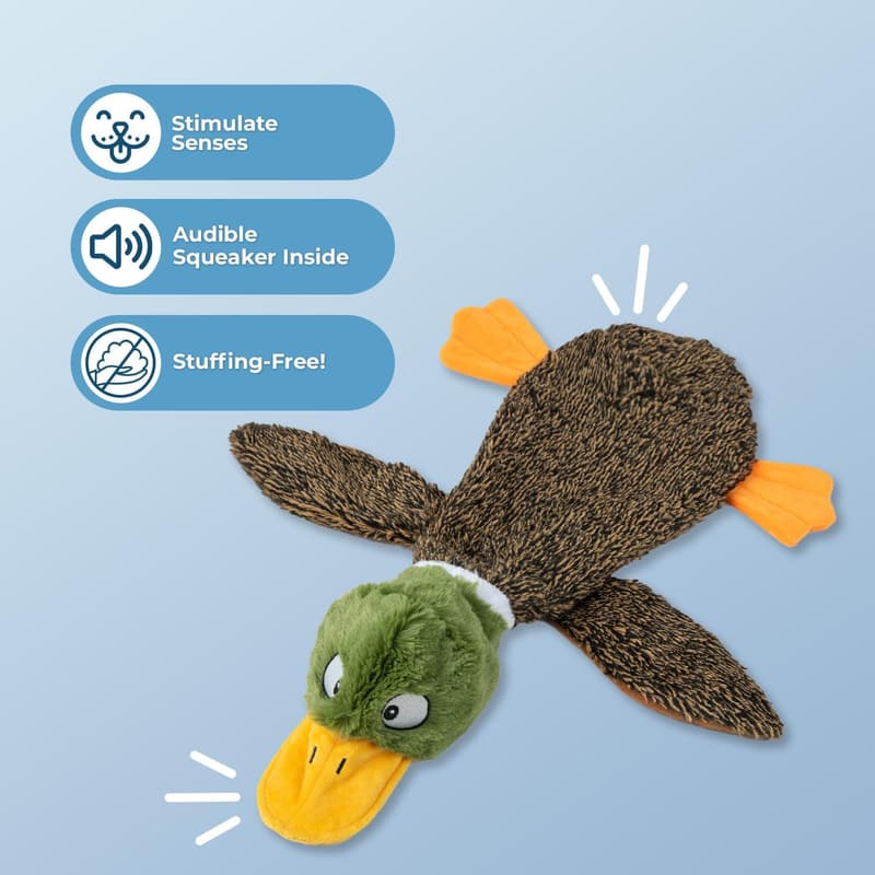 2-in-1 Stuffless Squeaky Dog Toy with Soft Fabric for Pets