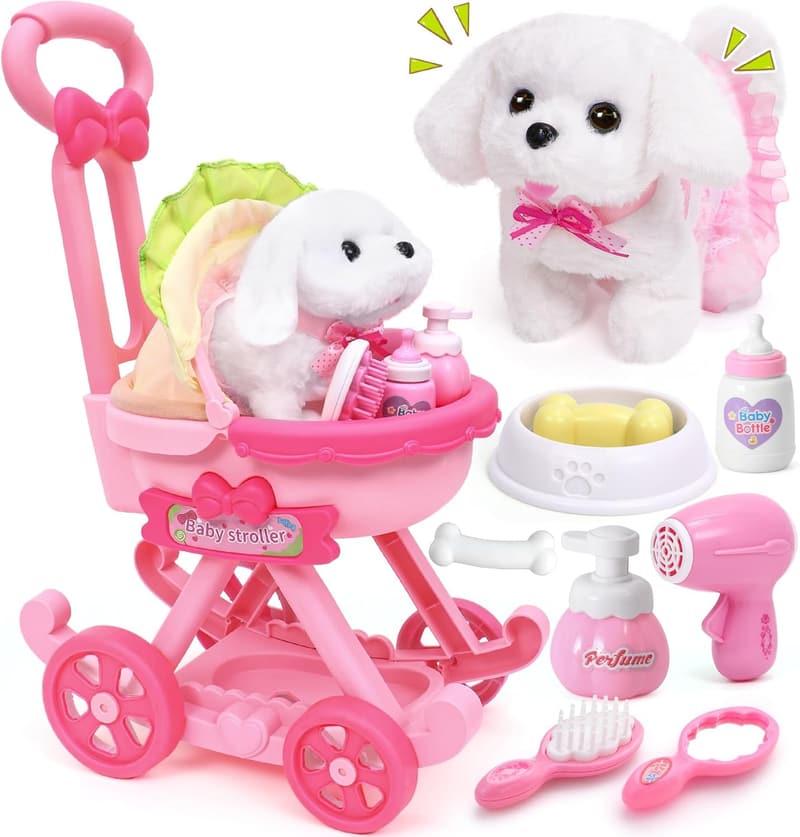 Interactive Plush Dog Toy Set for Toddler Girls – 10 Pieces