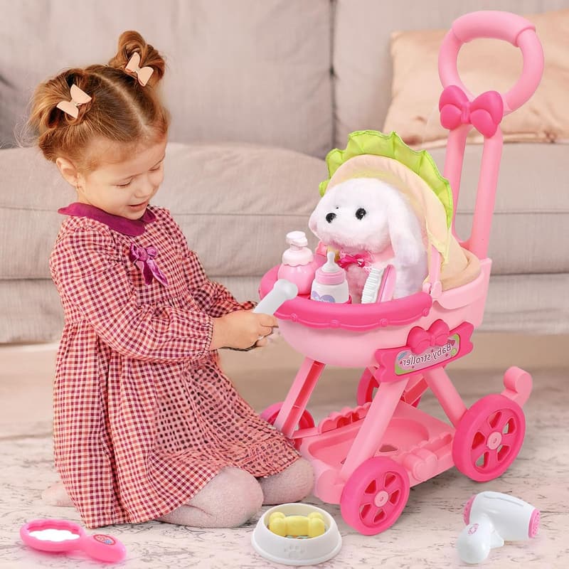 Interactive Plush Dog Toy Set for Toddler Girls – 10 Pieces