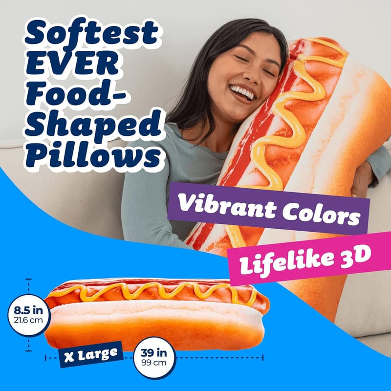 3D Hot Dog Pillow - Ultra-Soft Plush Cushion for Home Decor