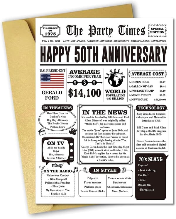 50th Anniversary Jumbo Card for Couples