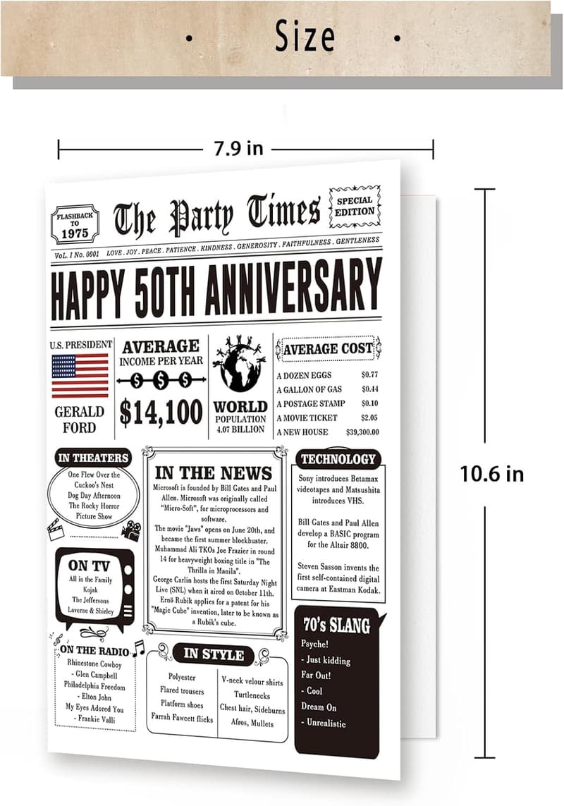 50th Anniversary Jumbo Card for Couples
