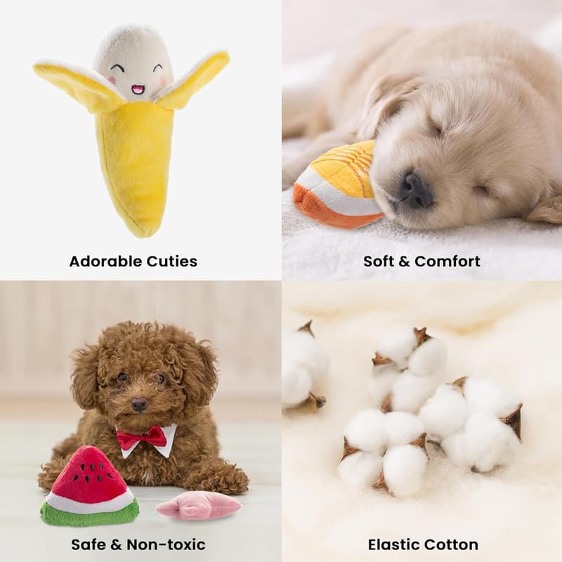 Plush Dog Squeaky Toys Set with Bag - 12 Pcs for Small Dogs