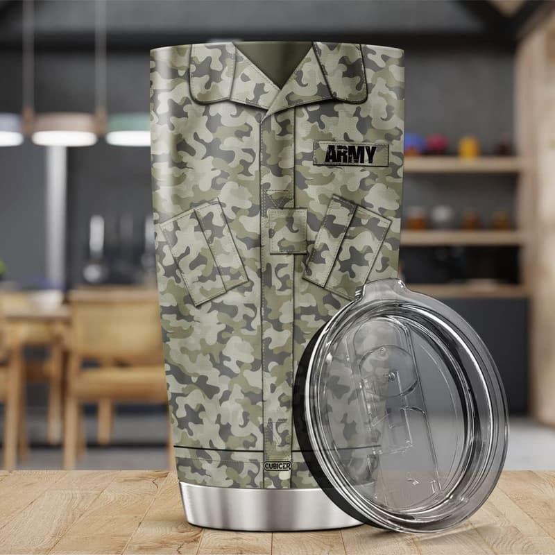 Navy Veteran Insulated Coffee Tumbler - 20 Oz Stainless Steel