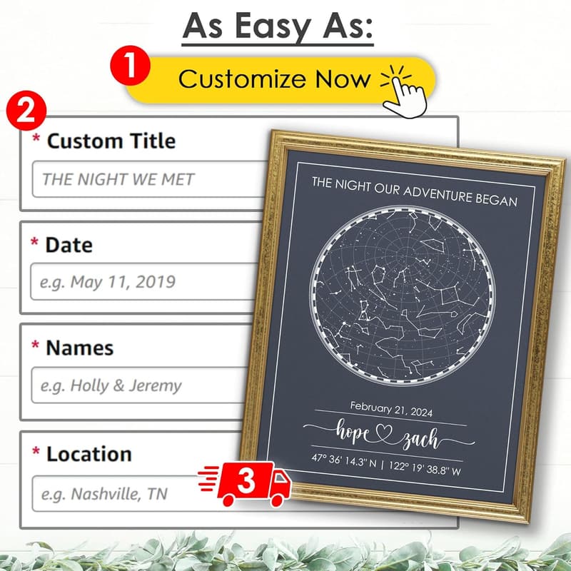 Personalized Star Map Art Print for Anniversary