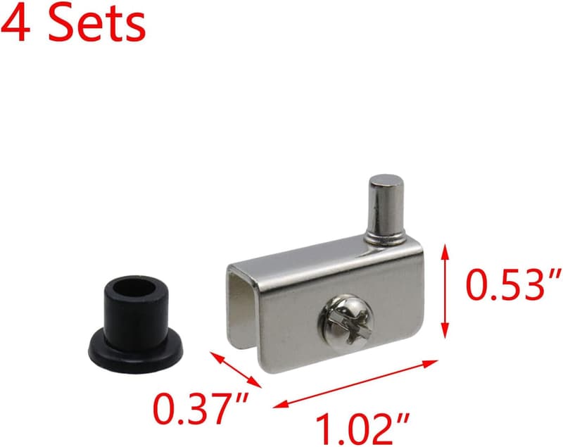 Adjustable Silver Glass Door Pivot Hinge Clips - 4 Sets for 3-5mm Glass
