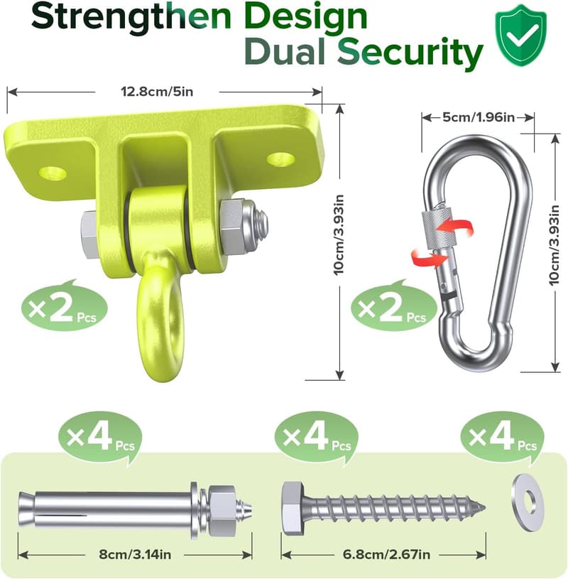 Heavy-Duty Swing Hangers with Locking Hooks - Pack of 2