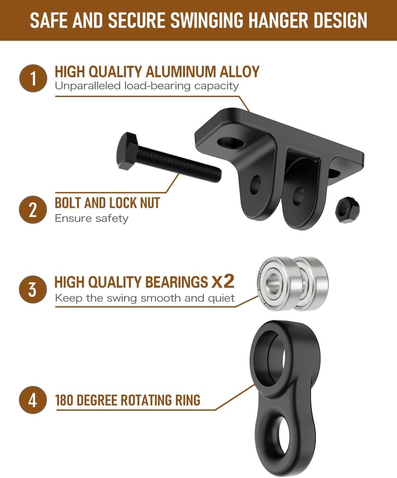 Porch Swing Hangers Kit with Screws and Bolts for Indoor/Outdoor Use