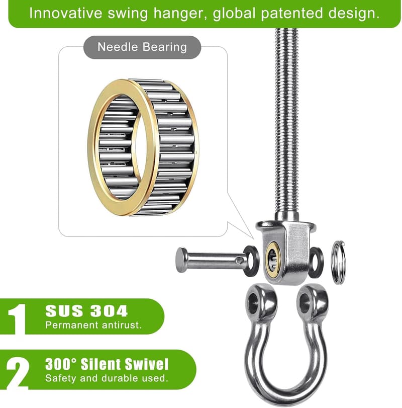 Stainless Steel Swing Hangers - 2 Pack, 1500 LB Capacity