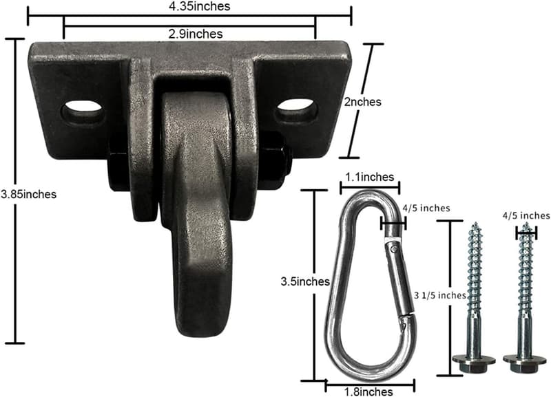 Heavy Duty Metal Swing Hangers with 5000 lb Capacity - 2 Pack