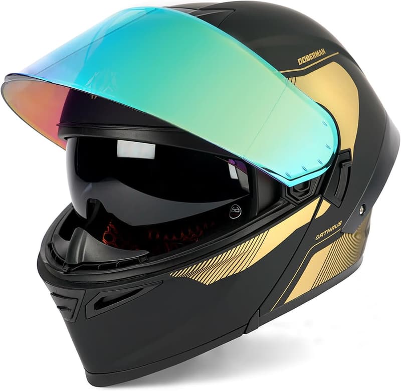 DOT Approved Modular LED Motorcycle Helmet with Dual Visor & Bluetooth