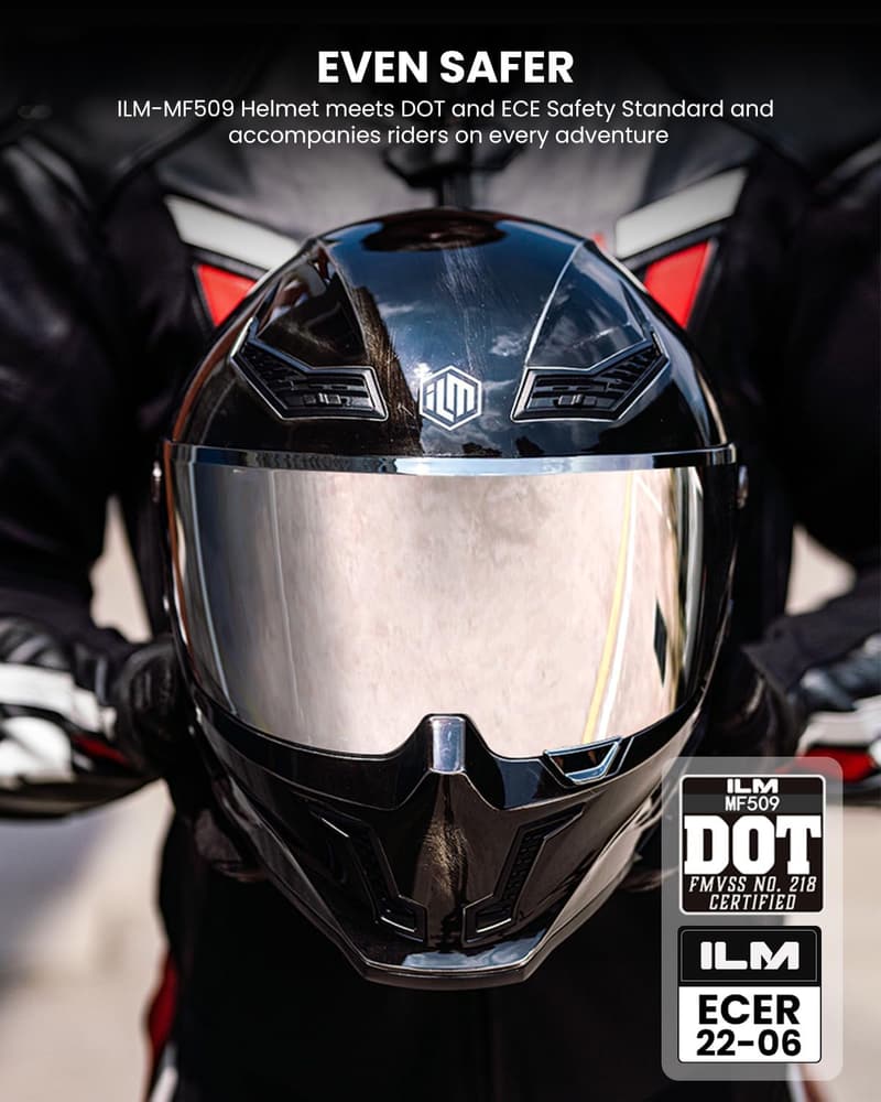 Full Face Motorcycle Helmet with Dual Visor - DOT/ECE Certified
