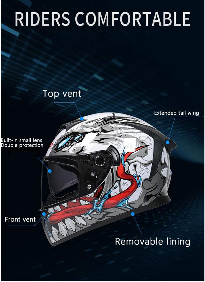 DOT Approved Full Face Motorcycle Helmet for Adults